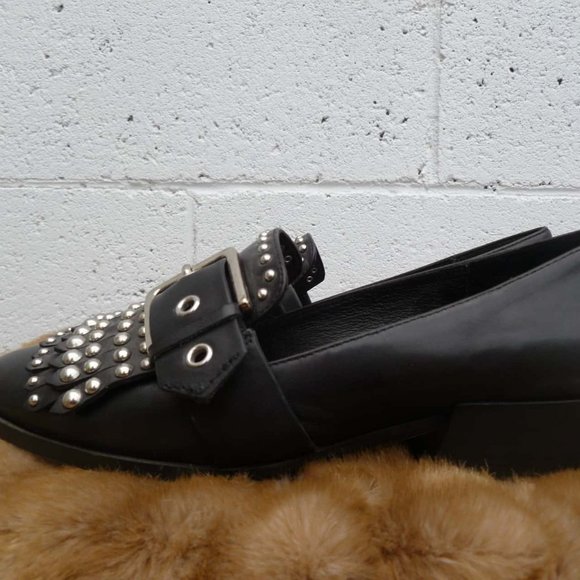 JO MERCER Black Leather Buckle Stud Xenon Loafers - Picture 10 of 13
